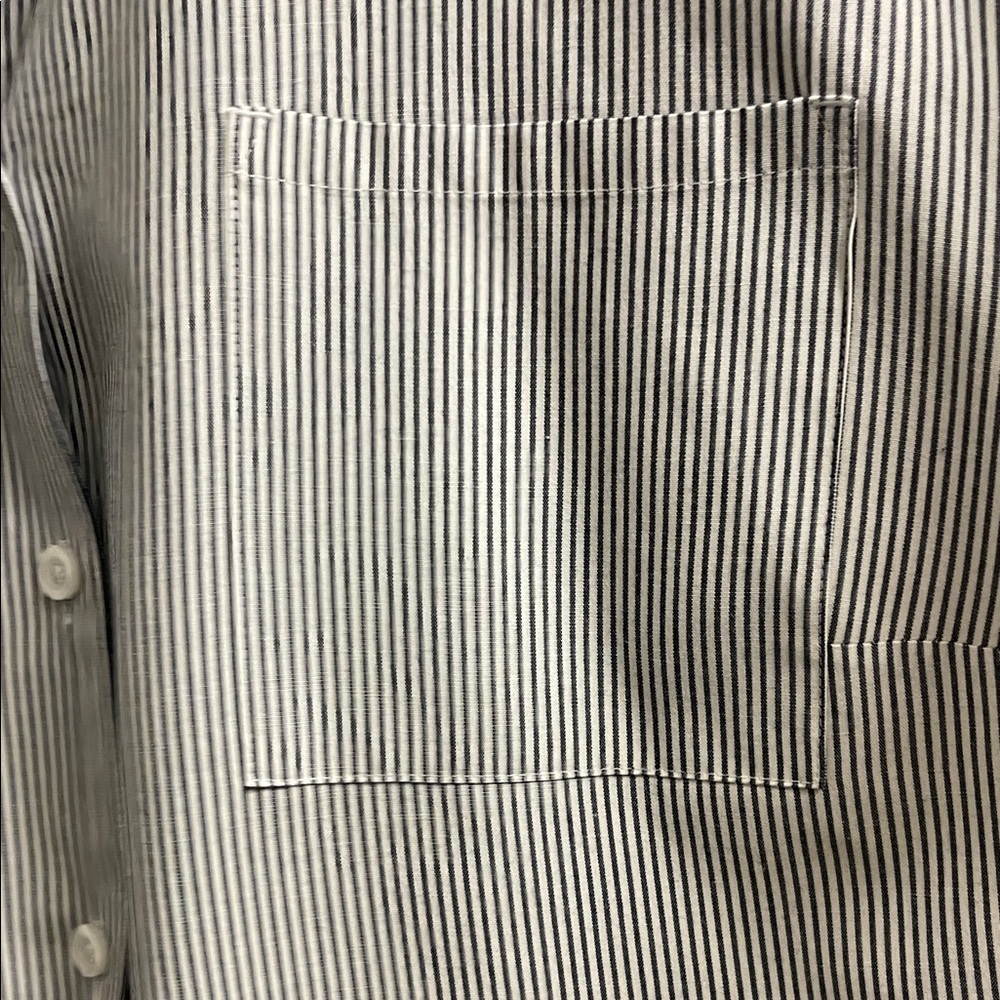 Karen Scott Black and White Striped Button Down Shirt - Picture 3 of 6
